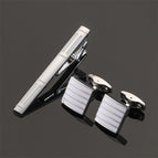 White Enamel Stripes / 18K