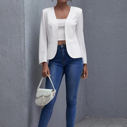 Womens Casual Short Solid-color Jacket