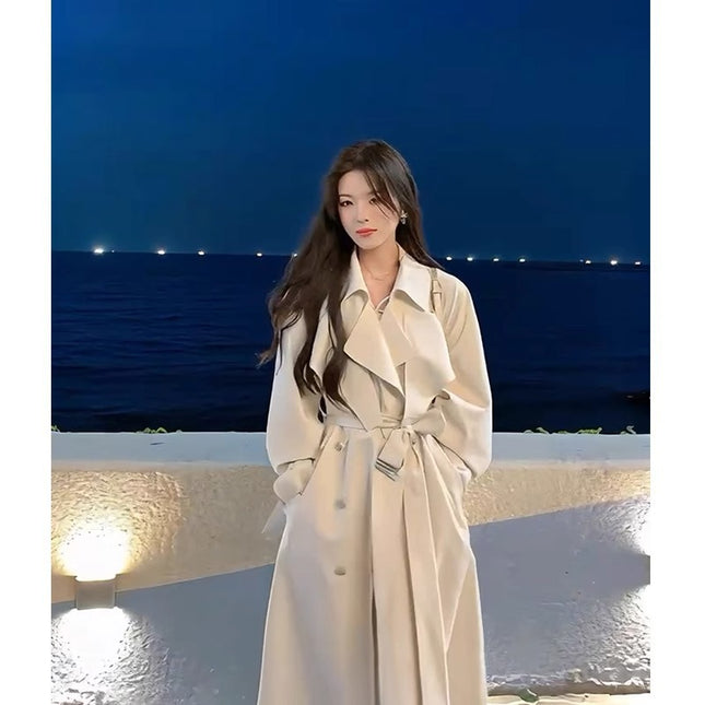 White Trench Coat Women's Long British-style