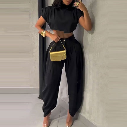 Summer New Style Fashionable High-Waisted Pants And Top Two-Piece Set For Women