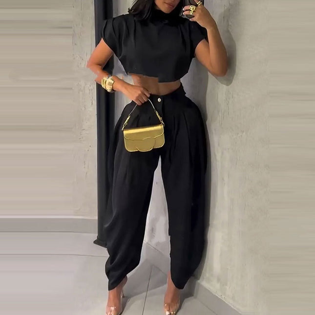 Summer New Style Fashionable High-Waisted Pants And Top Two-Piece Set For Women