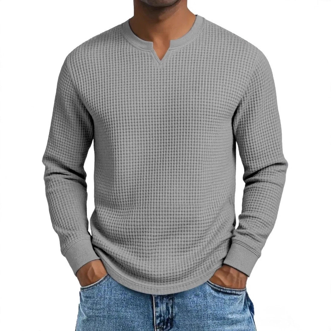 Men's Slim-fit Casual Long-sleeve V-neck Top