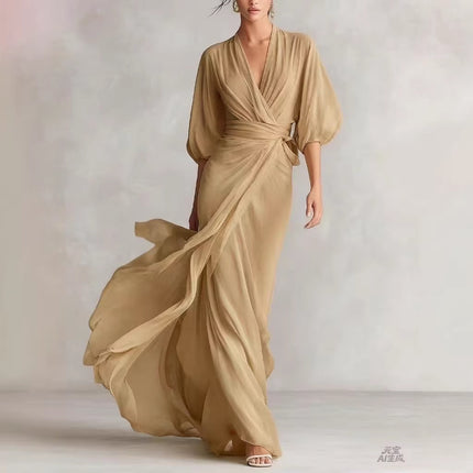 Slim-Fit Long Dress for Women in European and American Style