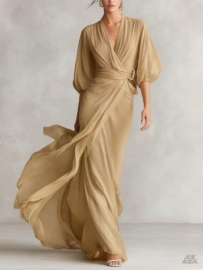 Slim-Fit Long Dress for Women in European and American Style