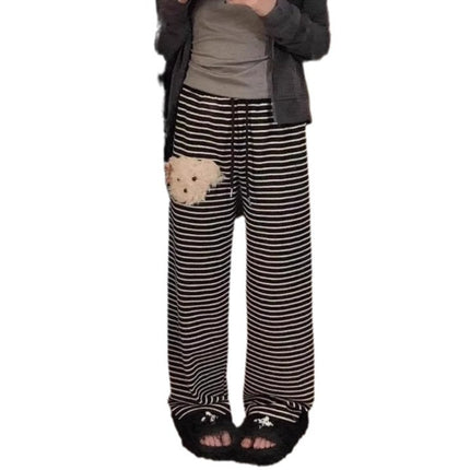 Casual Striped Pants For Women In A Cozy Cute Puppy Style