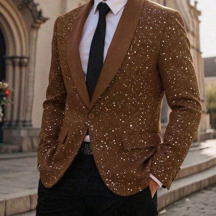 Men's Suit Casual Shiny Banquet Party Outerwear