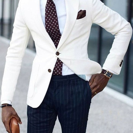 Business-Casual Printed Blazer With Double Buttons
