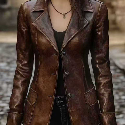 Chic Retro Cool Biker Leather Jacket Top