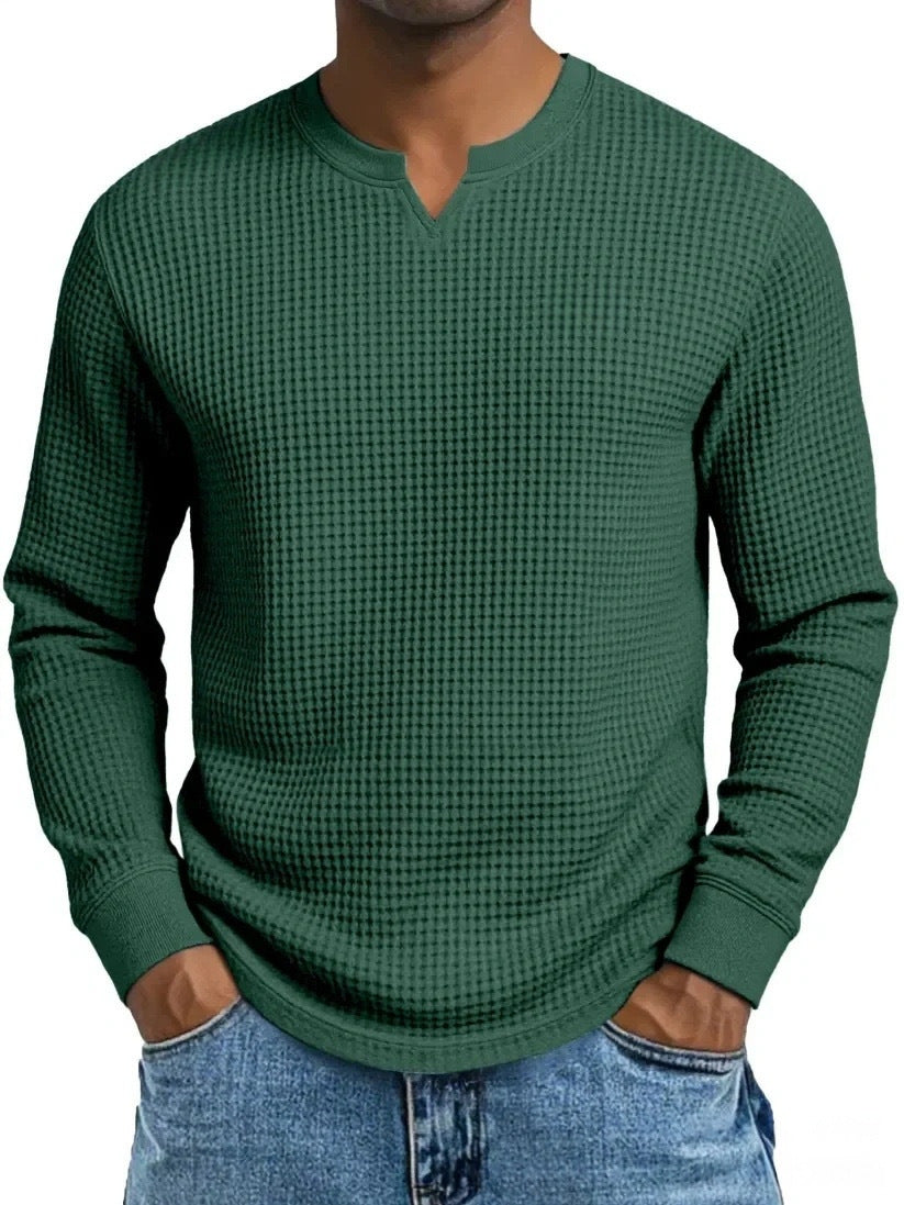 Men's Slim-fit Casual Long-sleeve V-neck Top
