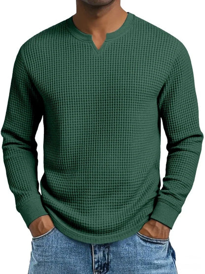 Men's Slim-fit Casual Long-sleeve V-neck Top