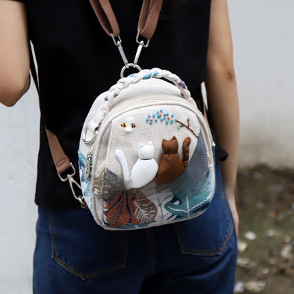 Fresh And Cute 3D Cat Parent-Child Canvas Bag