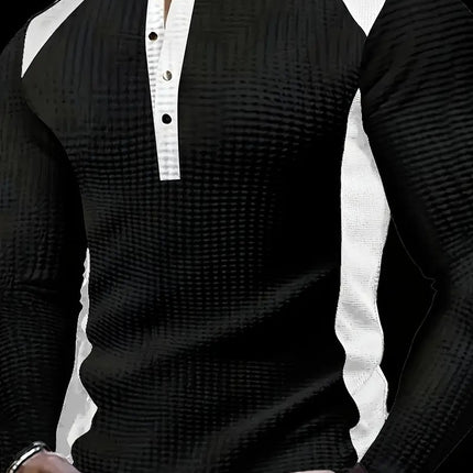 Mens Long-sleeve Sweatshirt With Patchwork Jacquard Design Loose Fit
