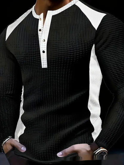 Mens Long-sleeve Sweatshirt With Patchwork Jacquard Design Loose Fit