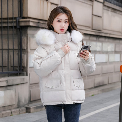 Women's Cotton-padded Coat With A Thickened Large Fur Collar