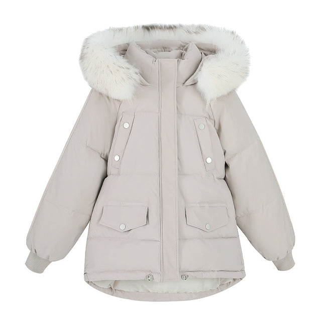 Women's Cotton-padded Coat With A Thickened Large Fur Collar
