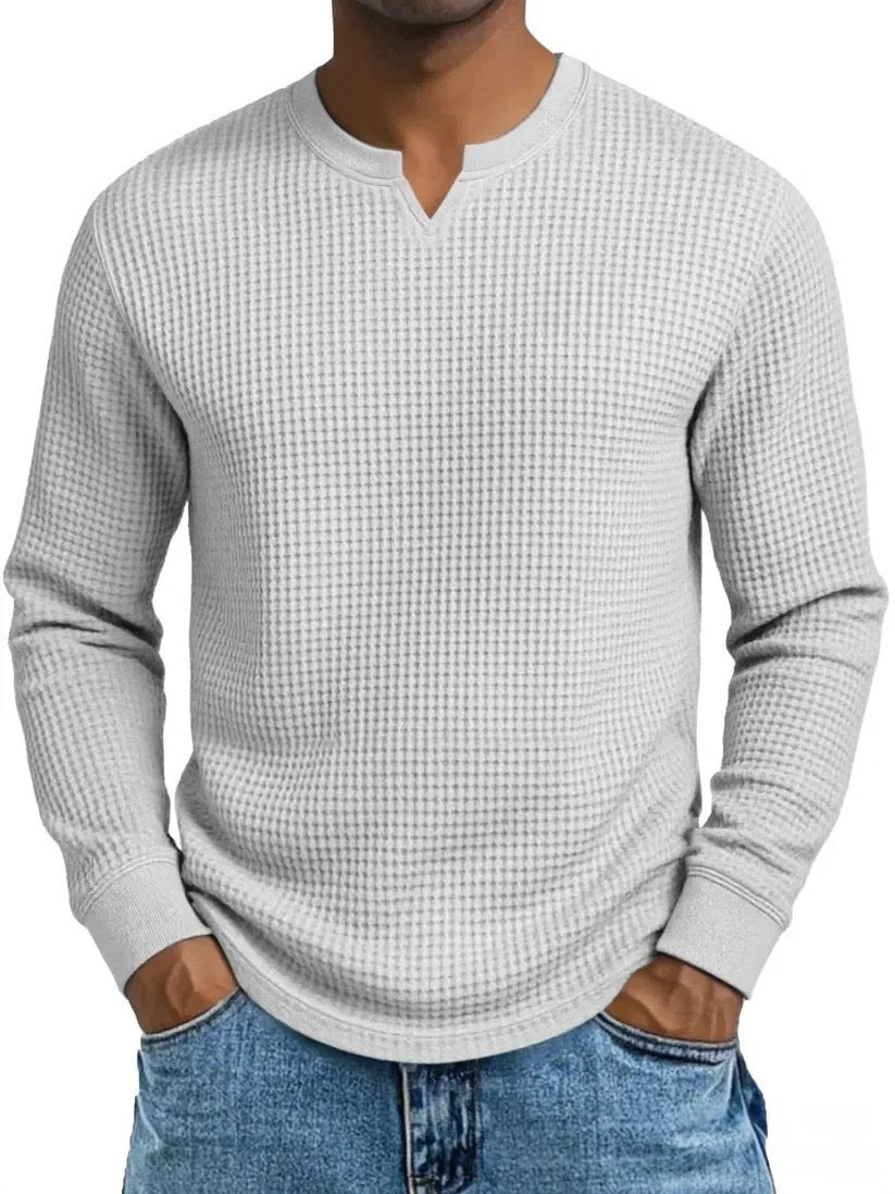 Men's Slim-fit Casual Long-sleeve V-neck Top