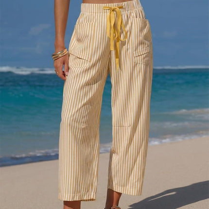 Casual Striped Drawstring Design Pocketed Loose-Fit TK Lounge Pants