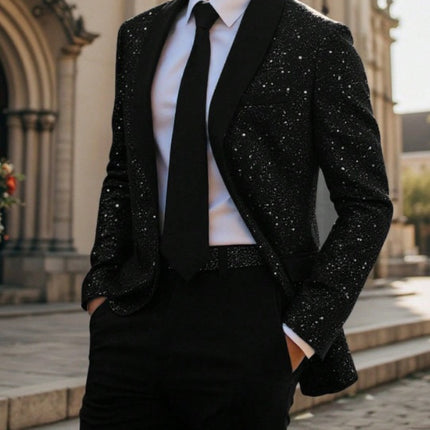 Men's Suit Casual Shiny Banquet Party Outerwear