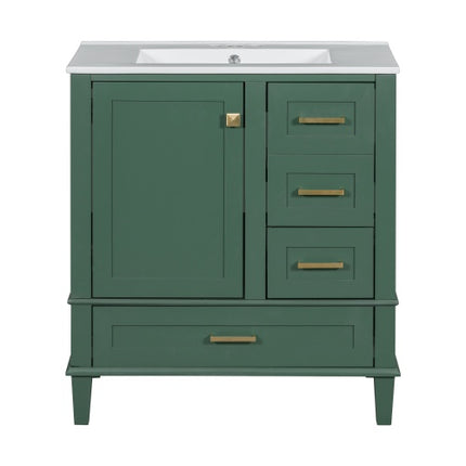 30 Bathroom Vanity , Modern Bathroom Cabinet With Sink Combo Set, Bathroom Storage Cabinet With A Soft Closing Door And 3 Drawers, Solid Wood Frame