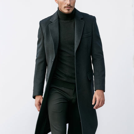 Men's Long-sleeved Wool Coat For Autumn And Winter