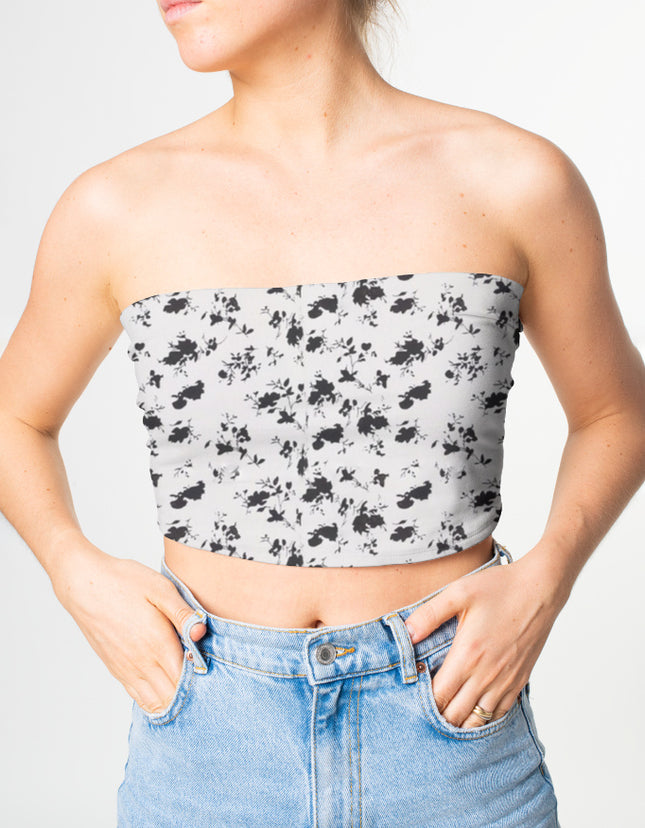 White Printed AOP Tube Top for Women | Trendy Strapless Top
