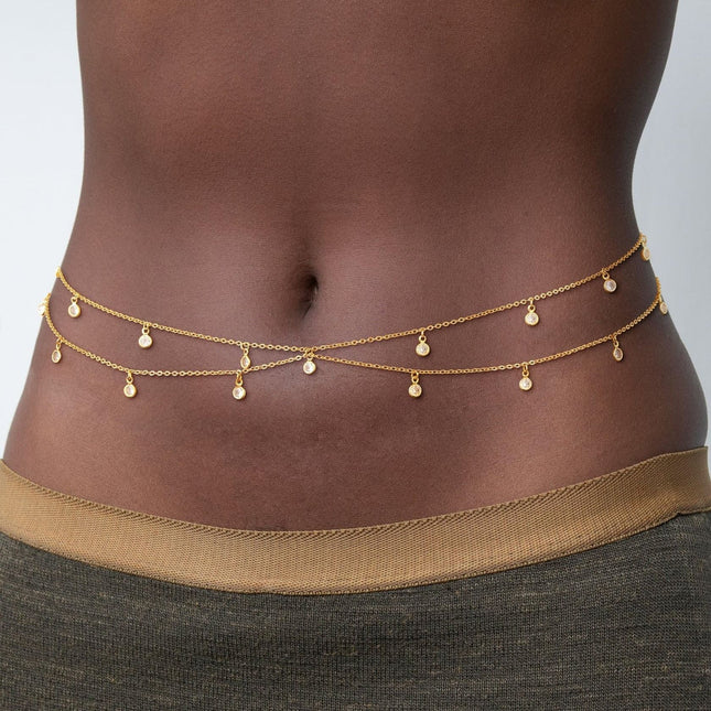 Sexy Minimalist Double-Layer Rhinestone Waist Chain