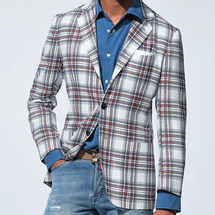 Business-Casual Printed Blazer With Double Buttons
