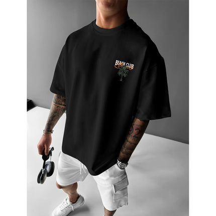 American-style Vintage Coconut Tree Pattern T-shirt