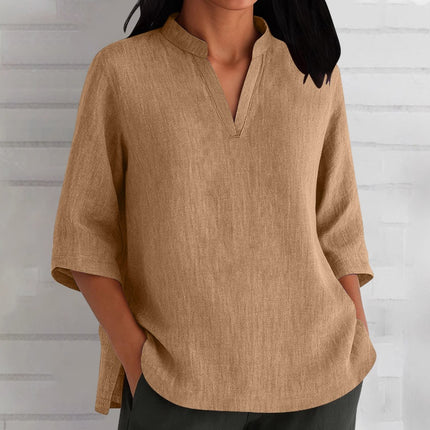 Breathable Linen-Cotton Short Sleeve T-Shirts for Women