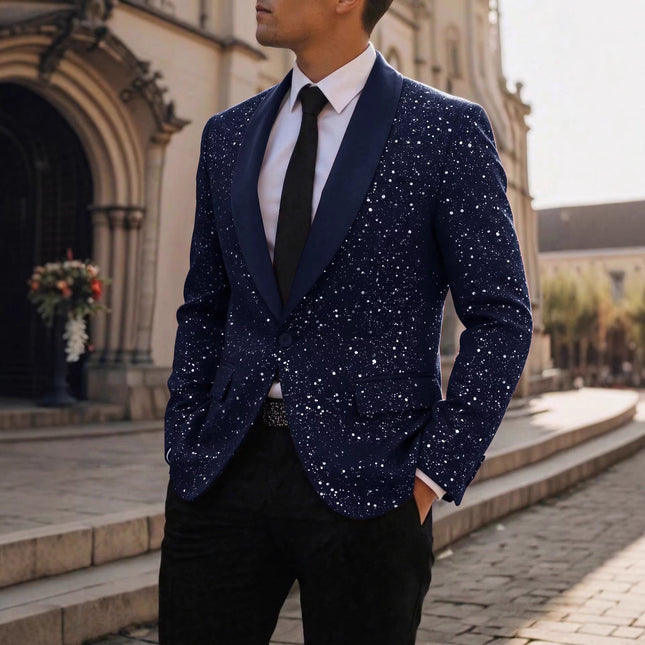 Men's Suit Casual Shiny Banquet Party Outerwear