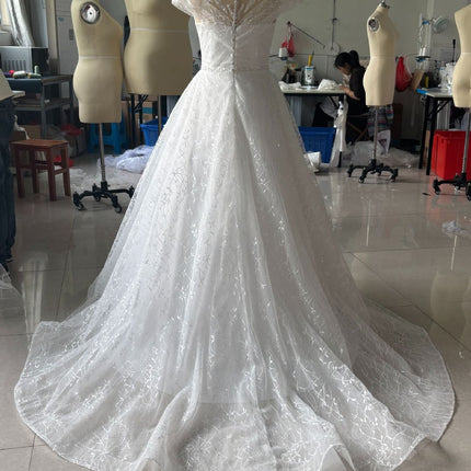 Off-shoulder Light Wedding Dress Bridal Main Yarn Lace Wedding Veil Small Trailing