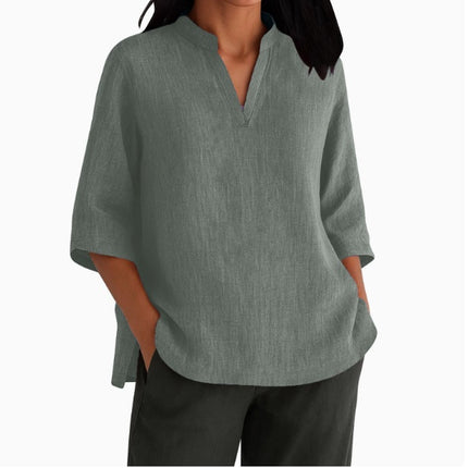 Breathable Linen-Cotton Short Sleeve T-Shirts for Women