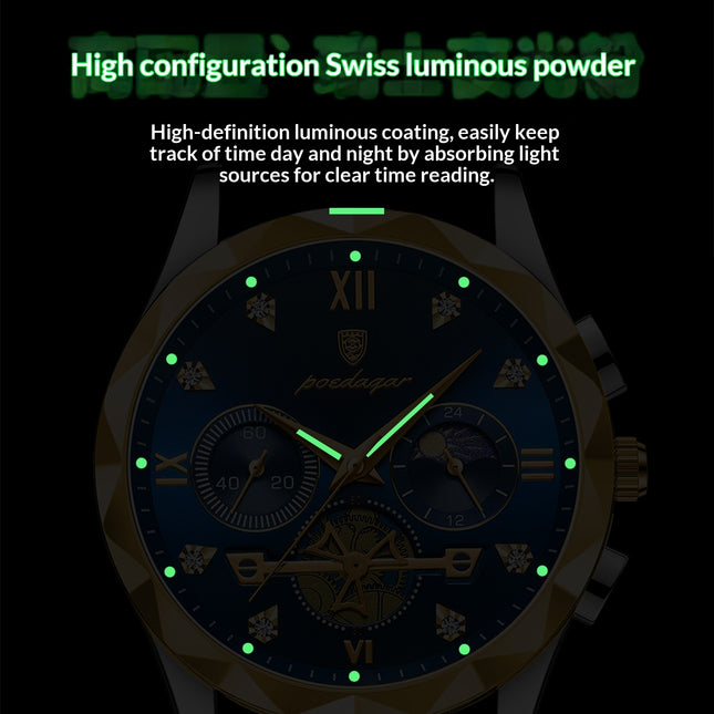 Mens Waterproof Luminous Multifunctional Fashion Watch