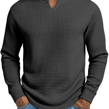 Men's Slim-fit Casual Long-sleeve V-neck Top