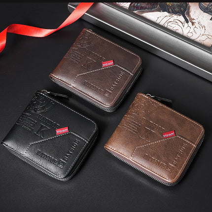 European And American Mens Vintage Bi-Fold Wallet