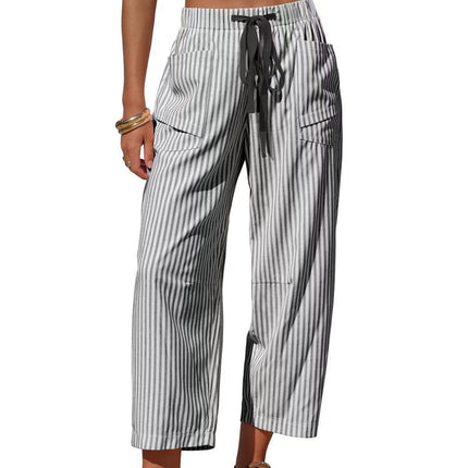 Casual Striped Drawstring Design Pocketed Loose-Fit TK Lounge Pants