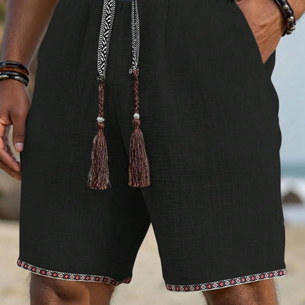 Loose-fitting Breathable Beach Pants With A Trendy Ethnic-style Drawstring Design