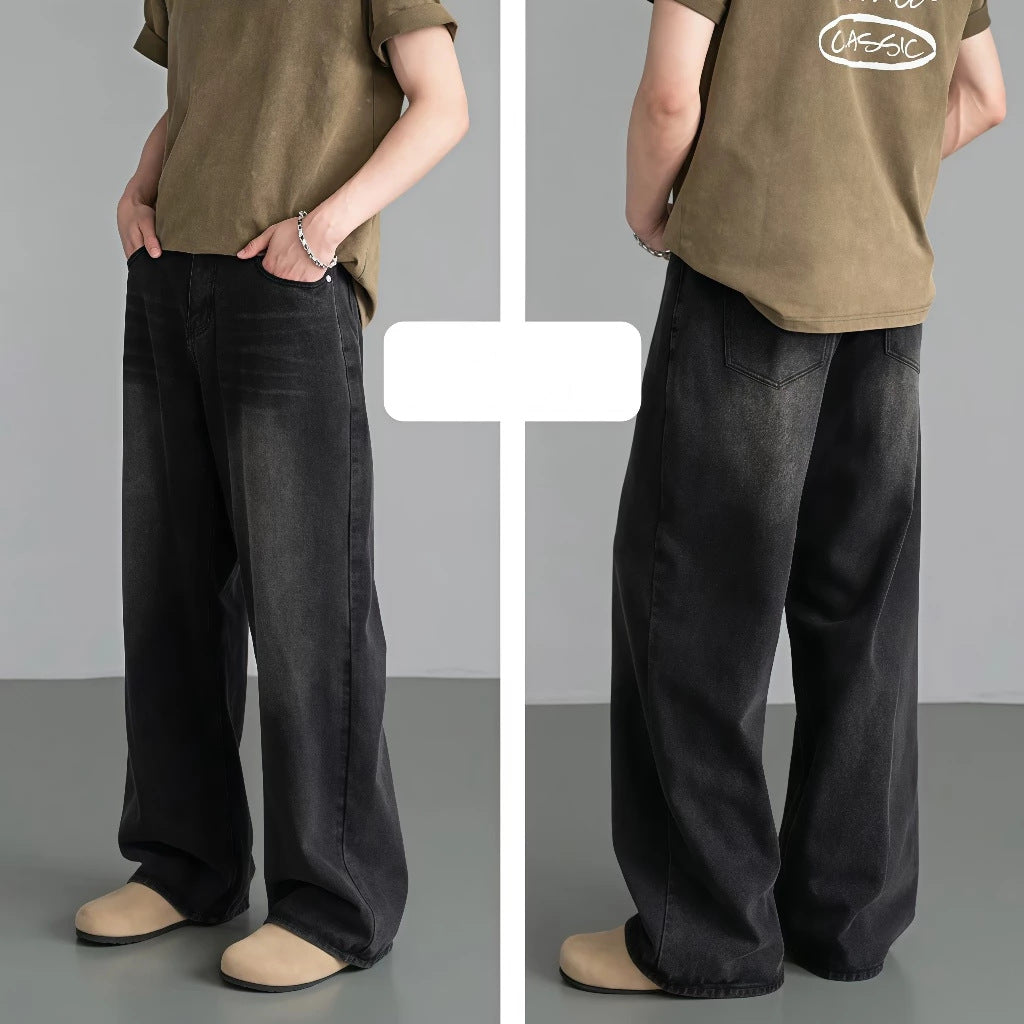 Retro Distressed Loose-fit Straight-leg Pants