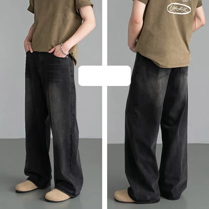 Retro Distressed Loose-fit Straight-leg Pants