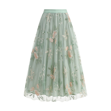 Women's Summer Embroidered Flower Skirt