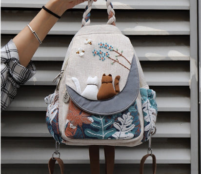 Fresh And Cute 3D Cat Parent-Child Canvas Bag