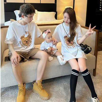New Summer Cotton Parent-child Outfits Tops For A Family Of Three
