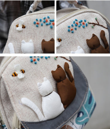 Fresh And Cute 3D Cat Parent-Child Canvas Bag