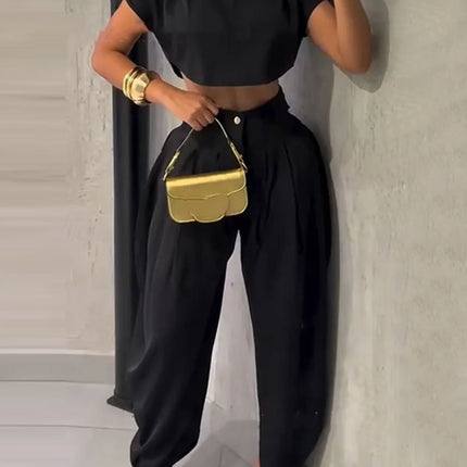 Summer New Style Fashionable High-Waisted Pants And Top Two-Piece Set For Women