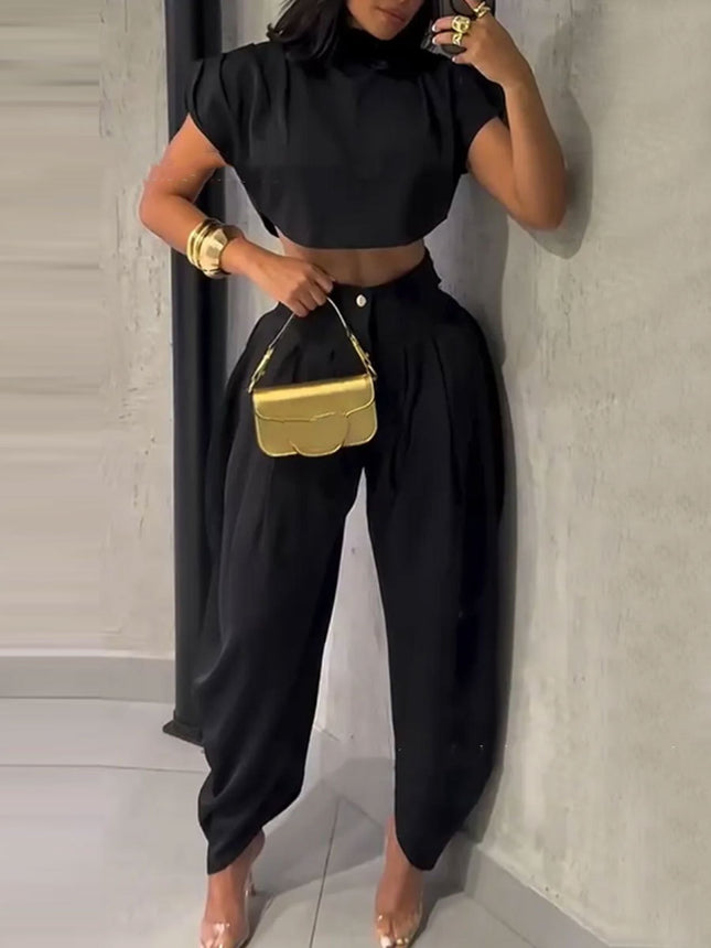Summer New Style Fashionable High-Waisted Pants And Top Two-Piece Set For Women