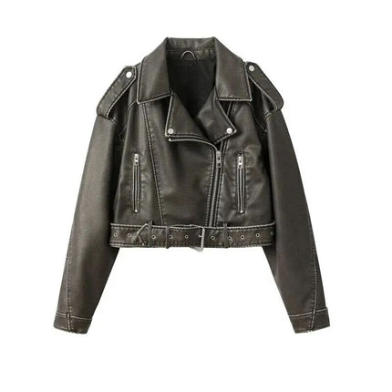 Bestselling Street-style Retro Turn-down Collar Loose Washed Jacket