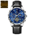 Black Leather Silver Blue