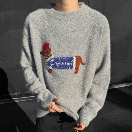 Casual Sweater For Men Featuring A Dachshund Design