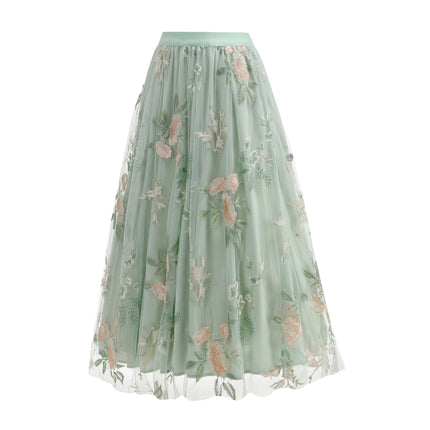 Women's Summer Embroidered Flower Skirt