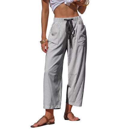 Casual Striped Drawstring Design Pocketed Loose-Fit TK Lounge Pants